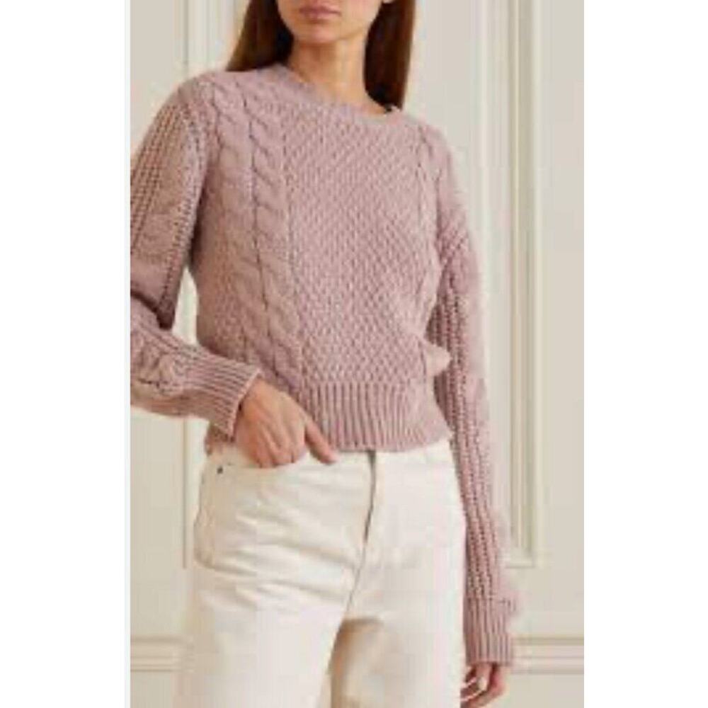 SKIN S Small Dusty Orchid Pink Cable Knit Baby Alpaca Pullover Sweater NWT Aya